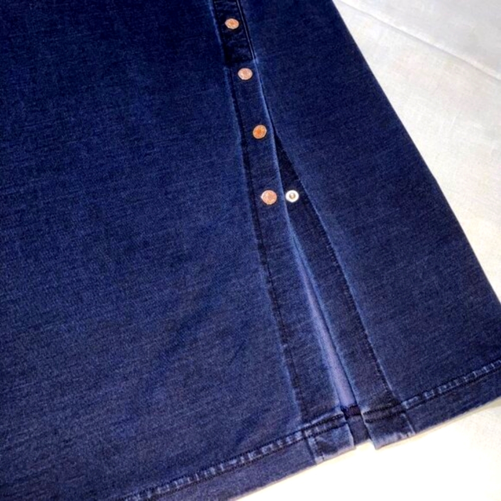 NWOT WHBM DENIM SLEEVELESS MIDI with SIDE SNAP KICK PLEAT SIZE XSP - Picture 8 of 14